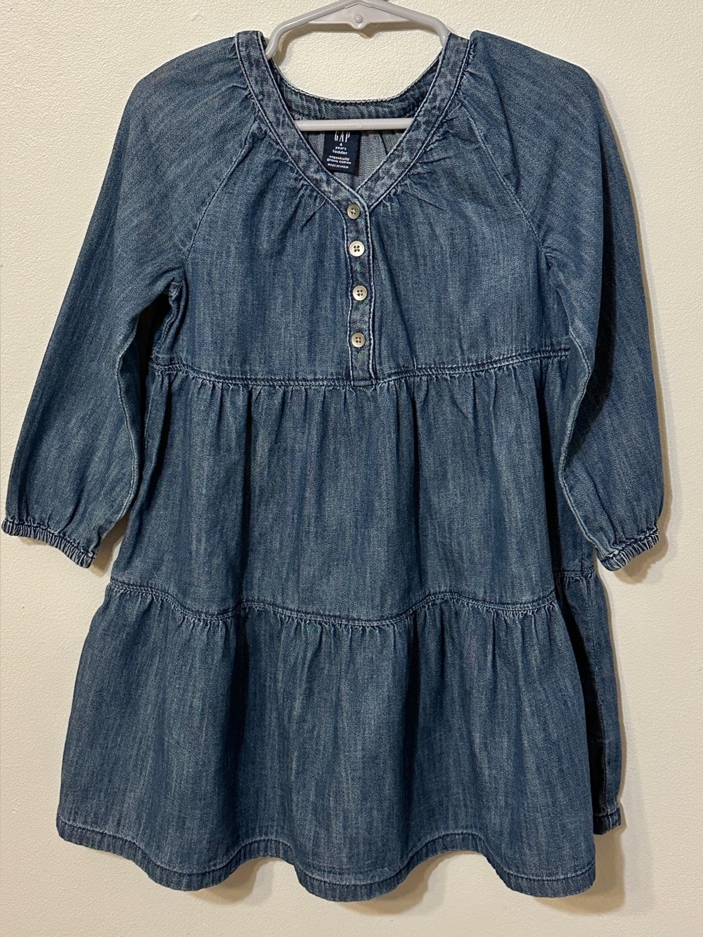 NWOT GAP Girls' Denim Tiered Dress in Dark Blue size 4T